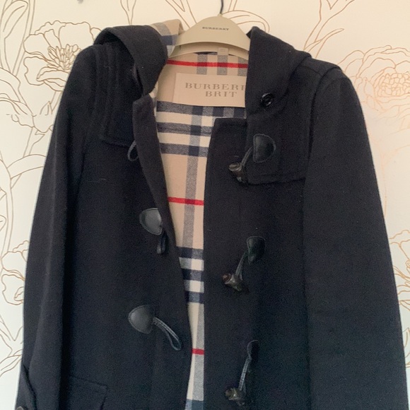 Burberry Black Wool Hooded Duffle Coat size US 2 - Picture 5 of 13
